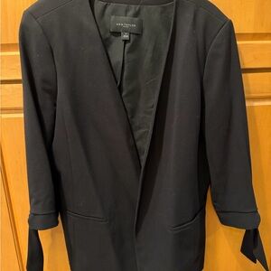 Ann Taylor Black Open-Front Tie-Cuff Blazer